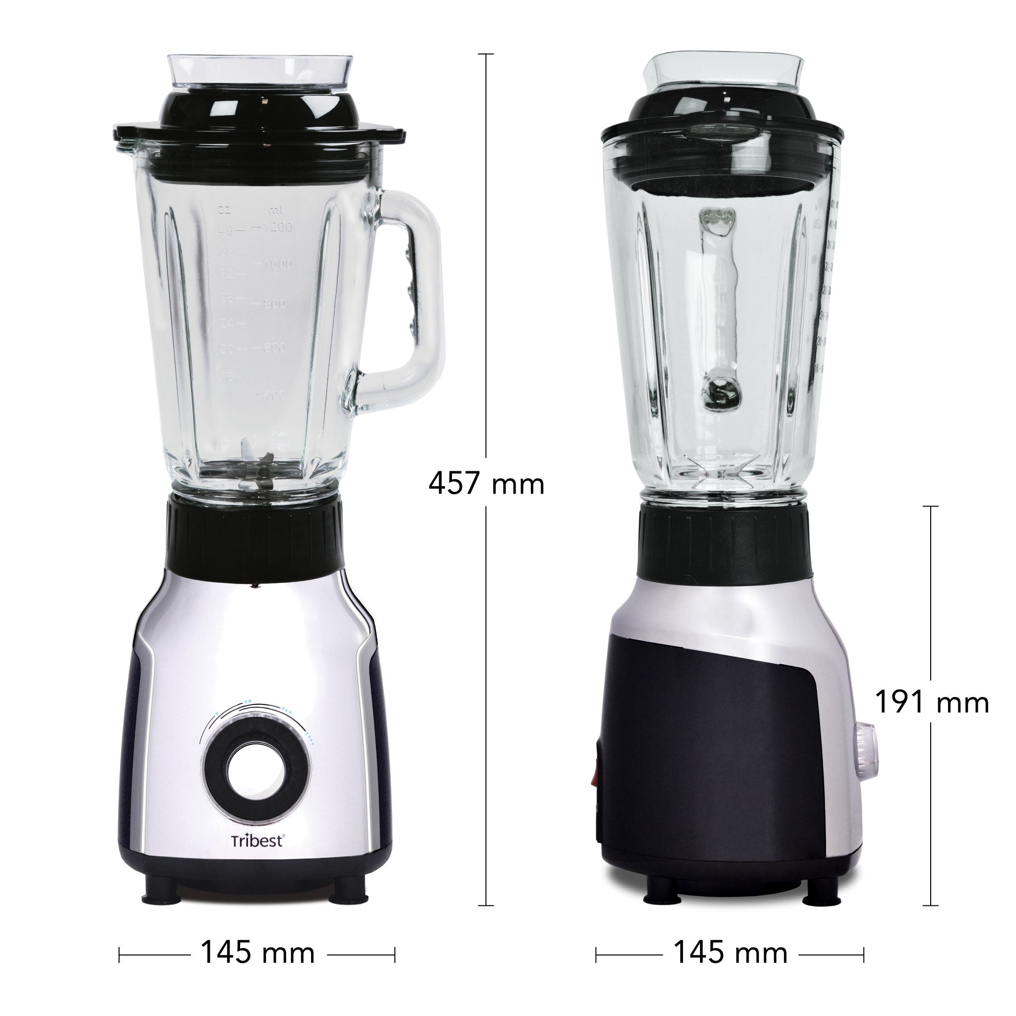 Glass Personal Blender with Vacuum PBG-5001 - Size 145 x 145 x 457 mm