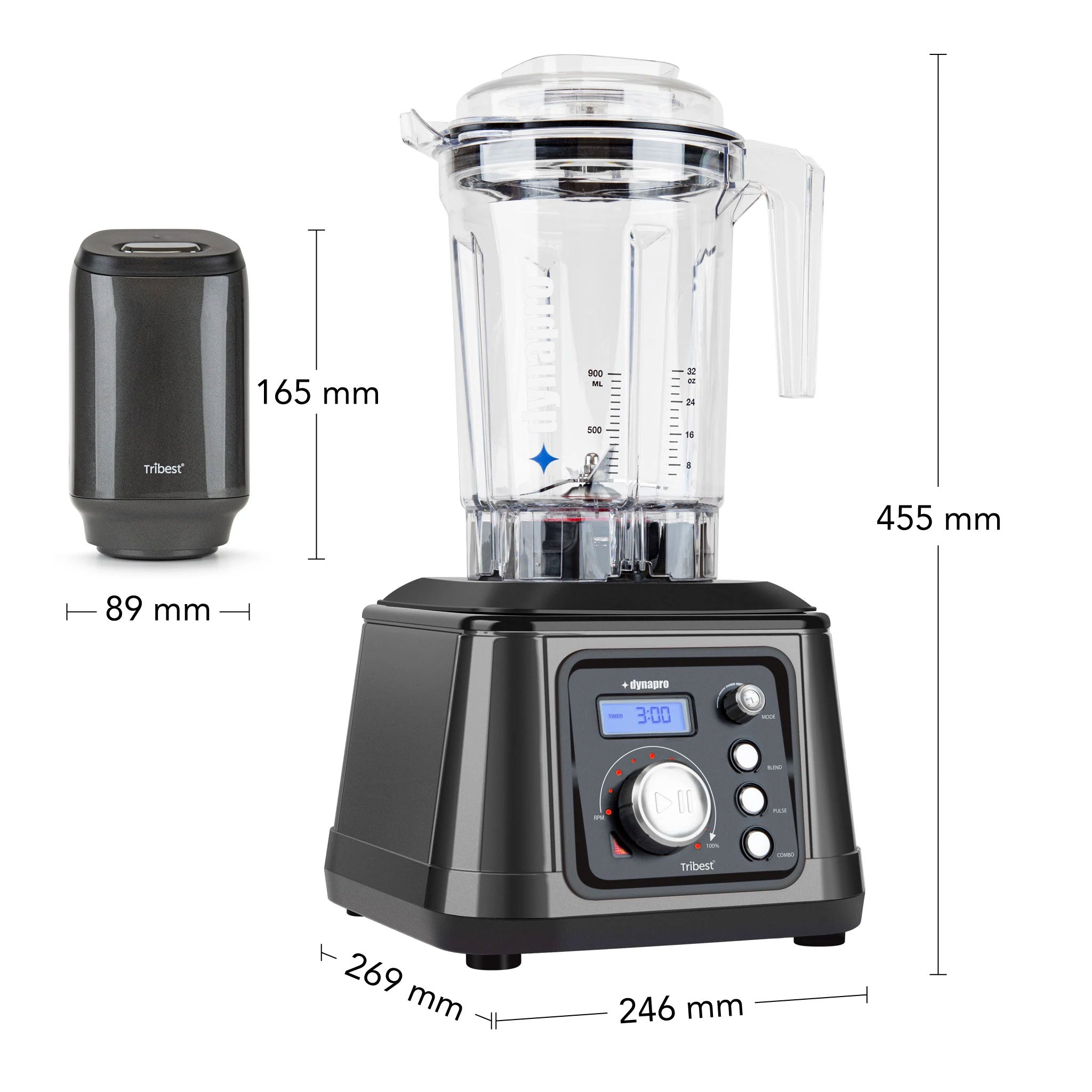 Dynapro® Commercial High-Speed Vacuum Blender in Gray - Size 246 x 269 x 455 mm