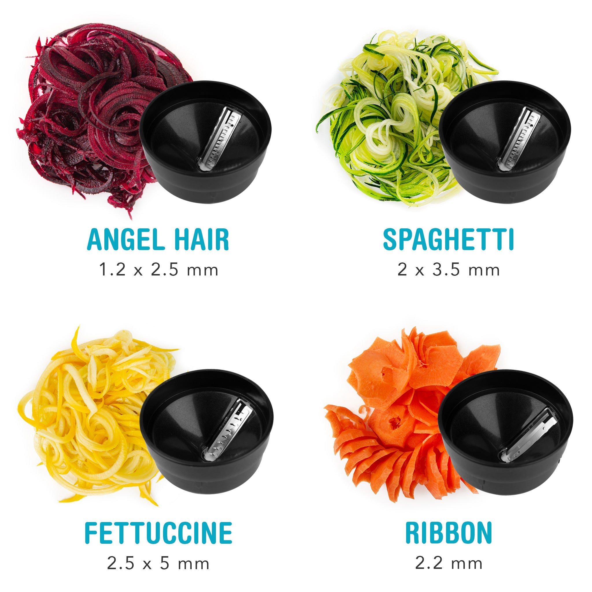 Shine Kitchen Co.® Electric Spiralizer - Angel Hair, Spaghetti, Fettuccine, Ribbon